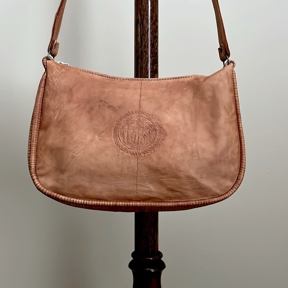 NWOT Crossbody Bag - Moroccan Artisan Tooled Leather - Approx 12”x10”x2” - Picture 6 of 10